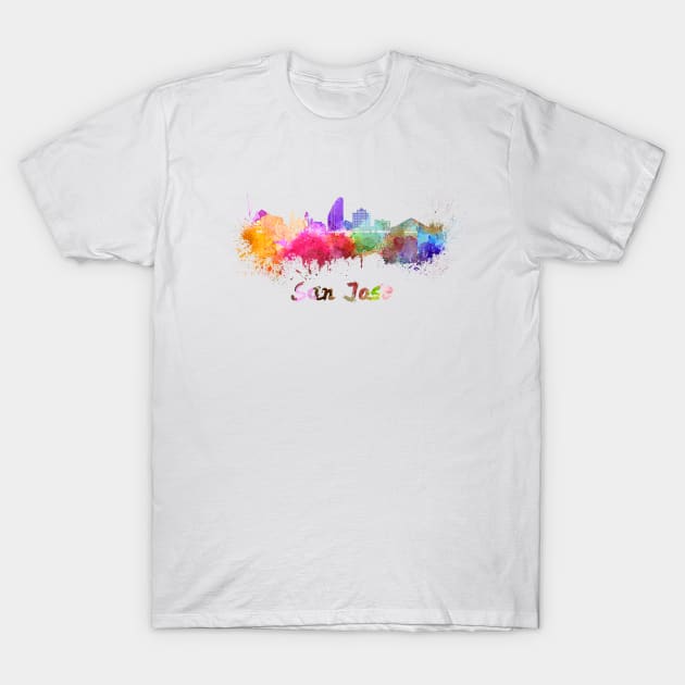 San jose skyline in watercolor T-Shirt by PaulrommerArt